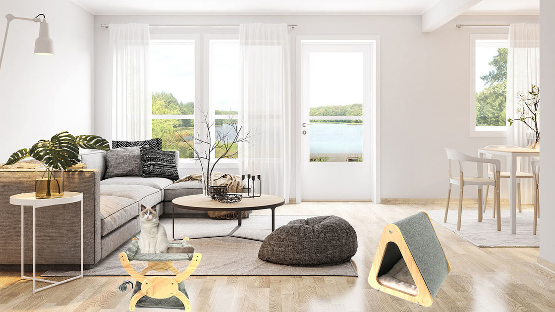 VERGASER hölzernes Cat Friendly Furniture Foldable Cat-Haus-Bett für das geglaubte Höhlen-Verkratzen