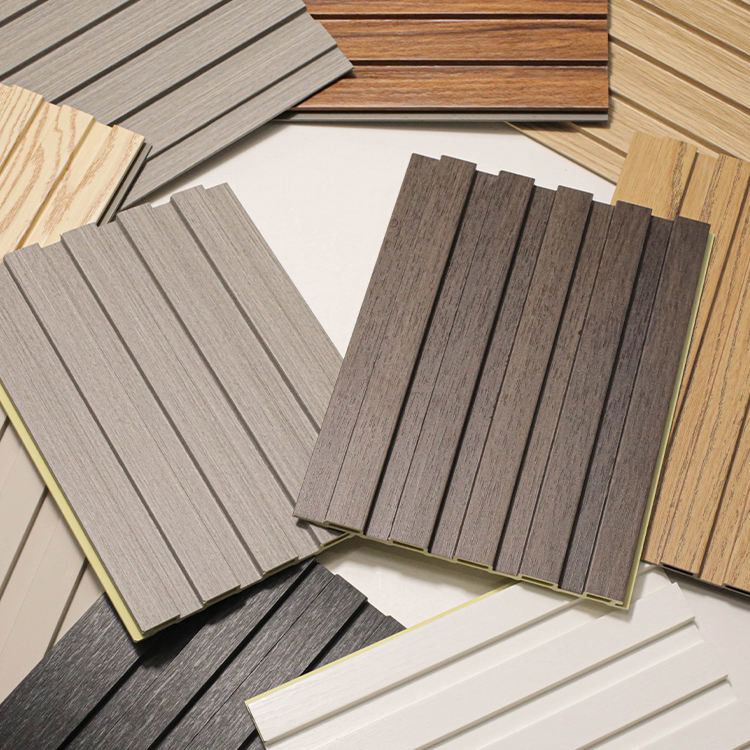Innenarchitektur Wandplatten Deckenplatte PVC Beschichtet Bambus Faser Kunst Louver Hintergrundplatten WPC Fluted Schieferplatte