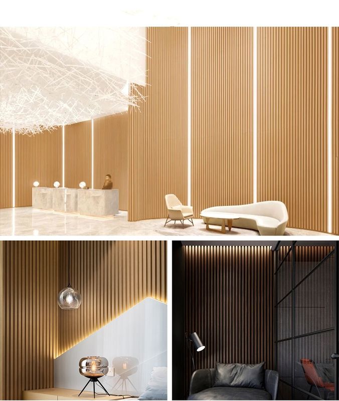 Innenarchitektur Wandplatten Deckenplatte PVC Beschichtet Bambus Faser Kunst Louver Hintergrundplatten WPC Fluted Schieferplatte