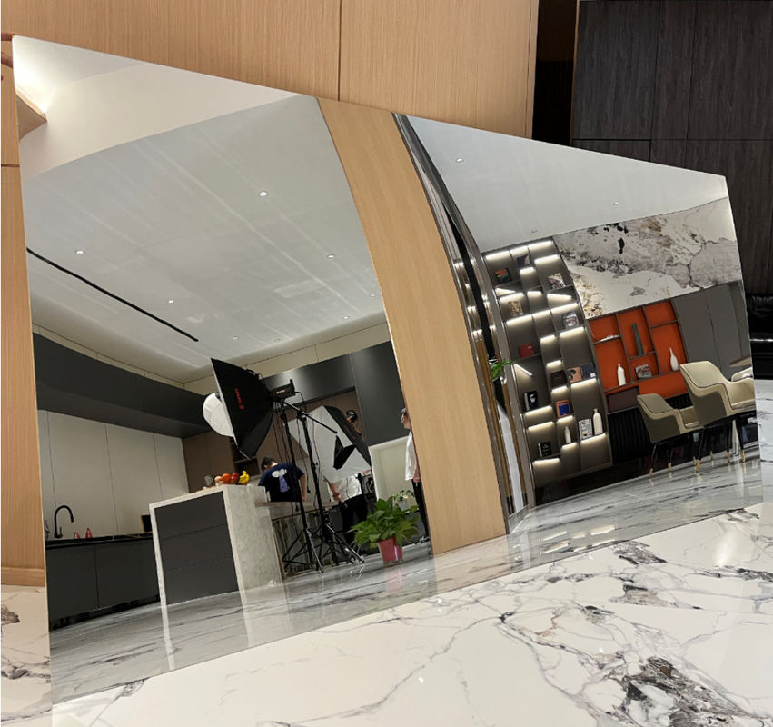 Innenraum Bambus Holzkohle Faser Holz Veneer Metall Textur Fester Spiegel PVC Wandplatten