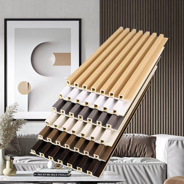 Wpc-Wandplatten Innenarchitektur Innenplatten Holz Kunststoff Verbundwerkstoff Wpc-PVC-Wandplatten Wpc-Flutenwandplatten Schwarzer Rille