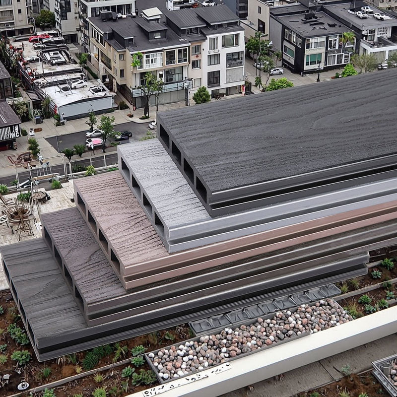 Custom Interlock Wpc Outdoor Decking 3D Prägung Holzkorn Verbunddeckplatte China Holz Kunststoff Textur Boden