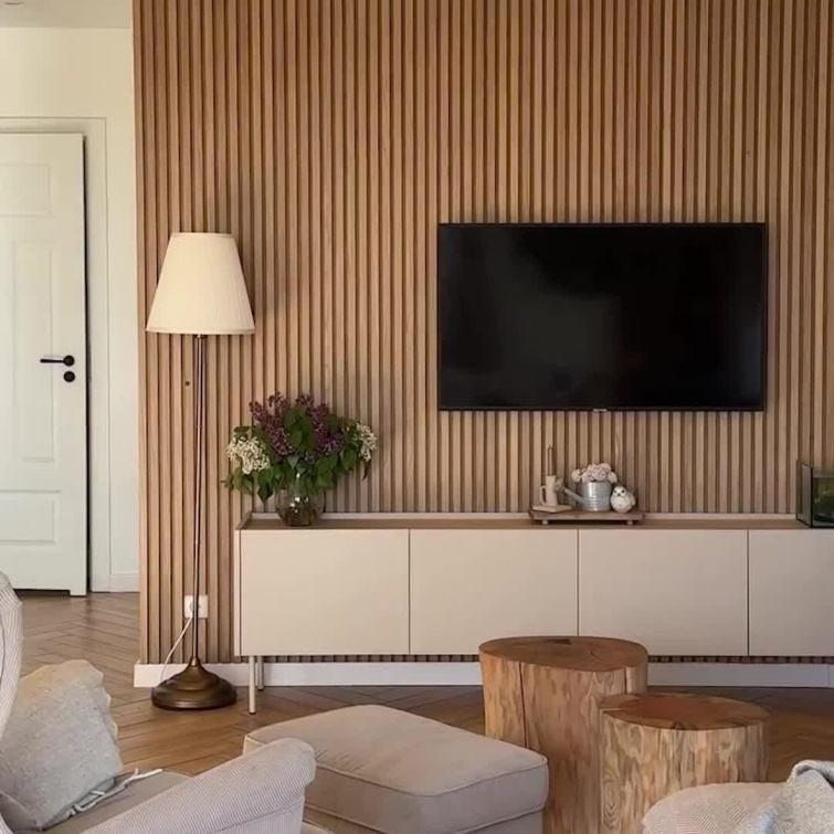 Innenraum WPC Fluted Wandplatte 3D PVC Holz Alternative Außen / Gewerbe / Küche / Fitnessraum Platten Kunststoffblech Wasserdichte Wandplatte