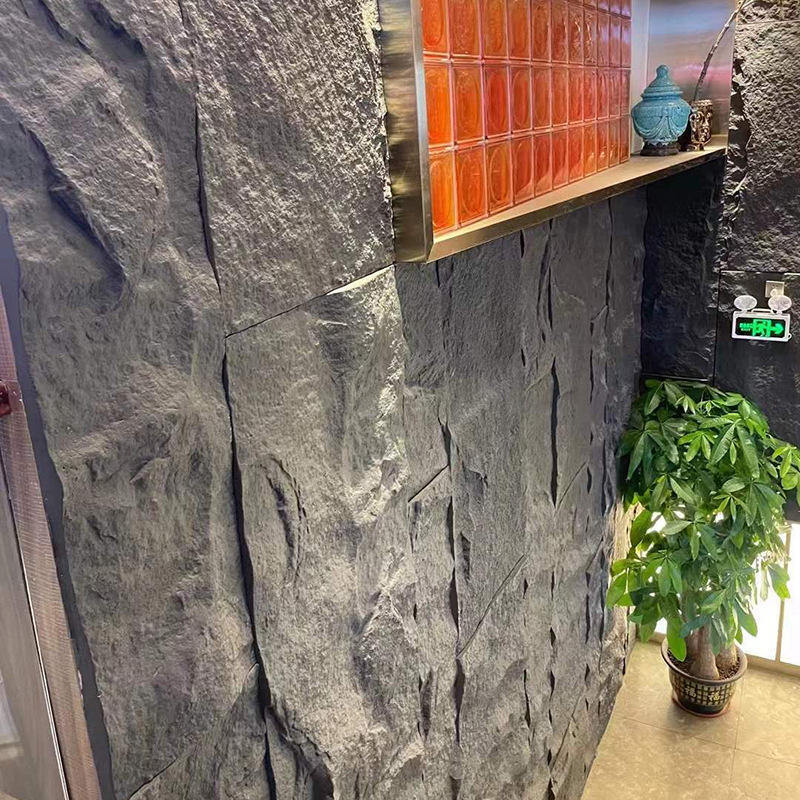 3D-Fälschungsteinwandplatten PU Wainscoting-Platte für Innenwanddekoration PU Stein Zement Textur Dickerer Akzent für Wanddekoration