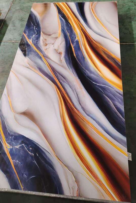 UV-Marmorplatte Moderne PVC-Wandpaneele Hochglanz Dekorplatte Kunststoff für TV-Hintergrund Innenraum 1220x2440mm*3mm