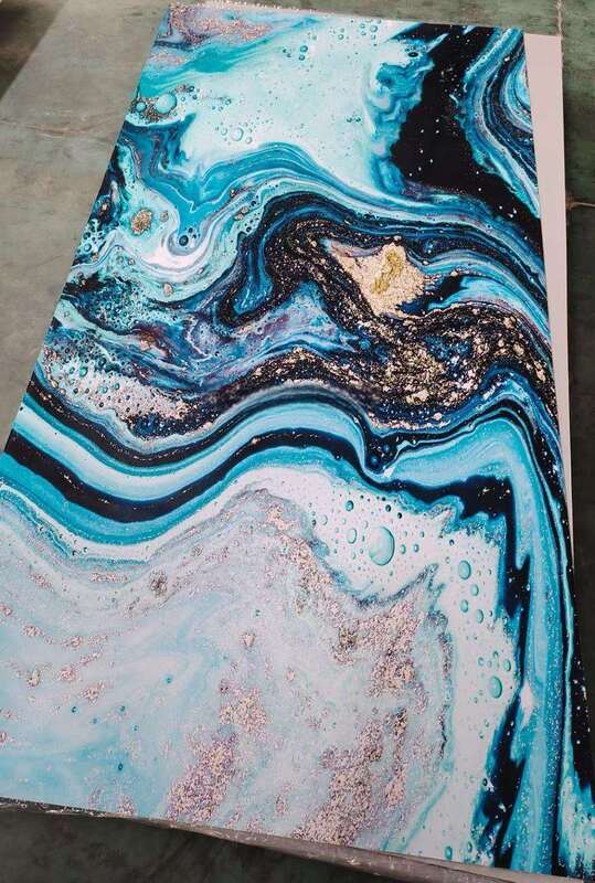 UV-Marmorplatte Moderne PVC-Wandpaneele Hochglanz Dekorplatte Kunststoff für TV-Hintergrund Innenraum 1220x2440mm*3mm